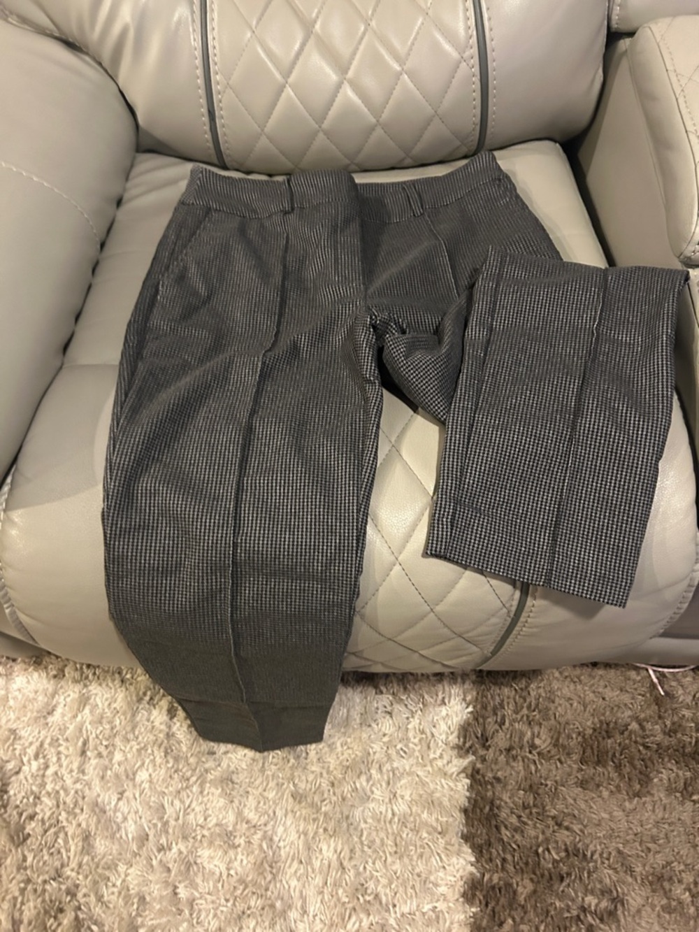 Hilary Radley Black and White Micro-Check Dress Pants